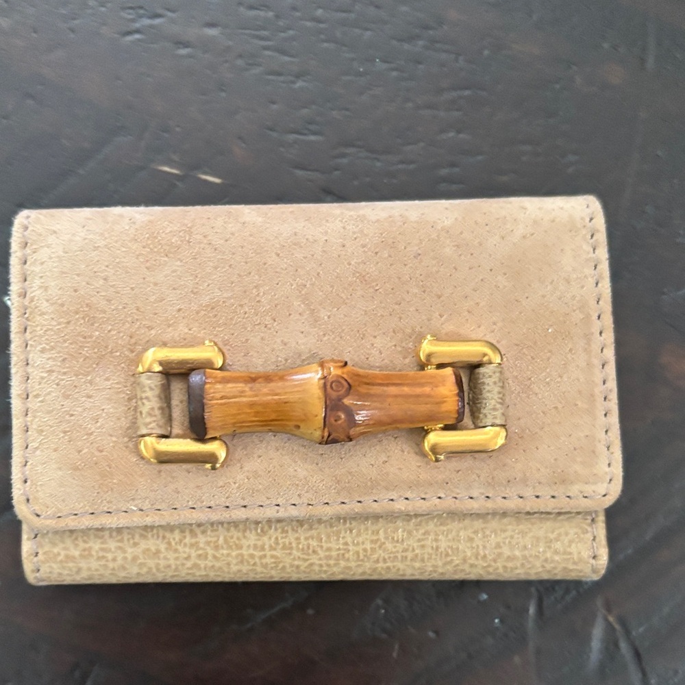 Gucci Tan Wallet with Bamboo Accent